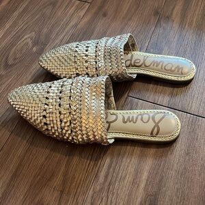 Sam Edelman Gold Woven Flats